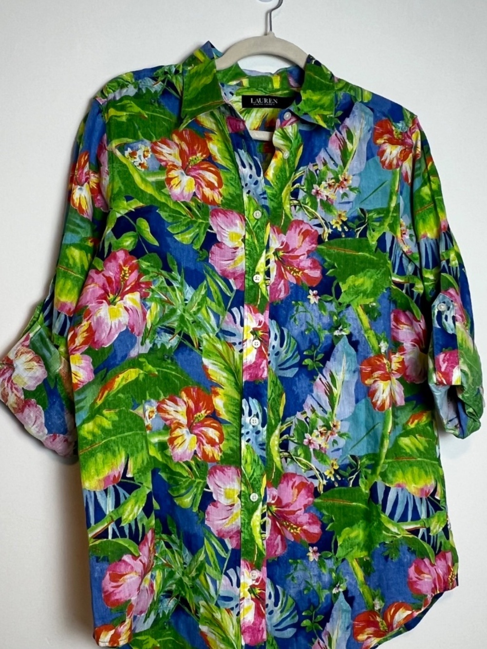 Lauren Ralph Loren Floral Linen Shirt Size-Medium - Picture 2 of 3